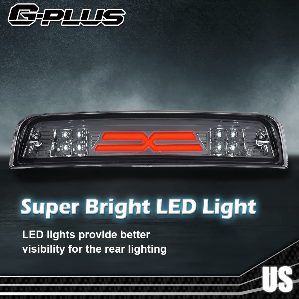 G-PLUS 3D LED Bar Truck Third 3rd Tail X Brake Light Compatible With 2009-2010 Dodge Ram 1500 2011-2017 Ram 1500 2500 3500 55372082AE 55372082AF High Mount Stop light