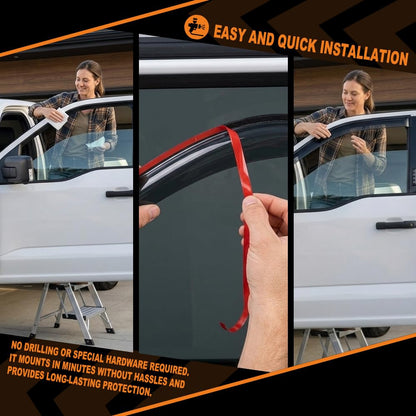 G-PLUS Out-Channel Window Vent Visor Deflectors Tape-On Side Rain Guards Compatible with Ford F150 SuperCab 2015-2024 4PCS Smoky