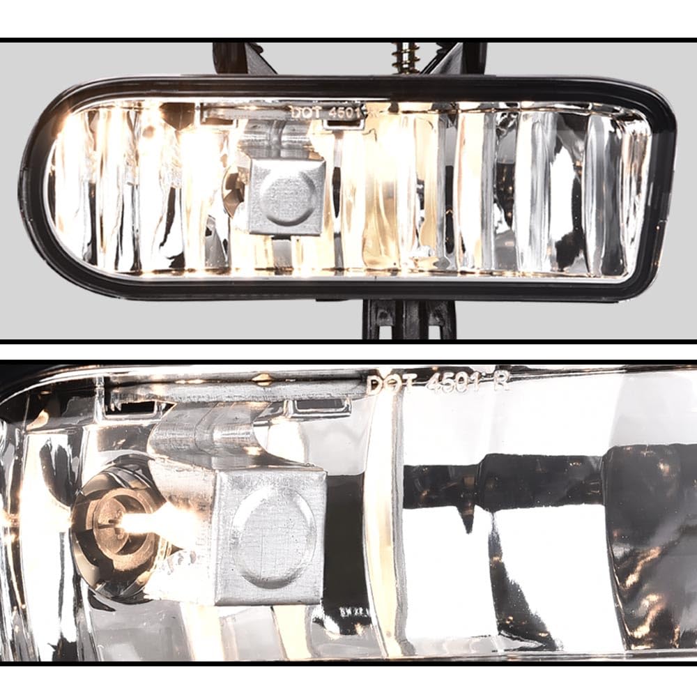 G-PLUS Front Bumper Fog Lamps Pair Compatible with 2000-2006 GMC Yukon/Yukon XL Front Bumper Fog Light, Driver & Passenger Side Clear Lens (Not fit Denali models) GM2592110 GM2593110