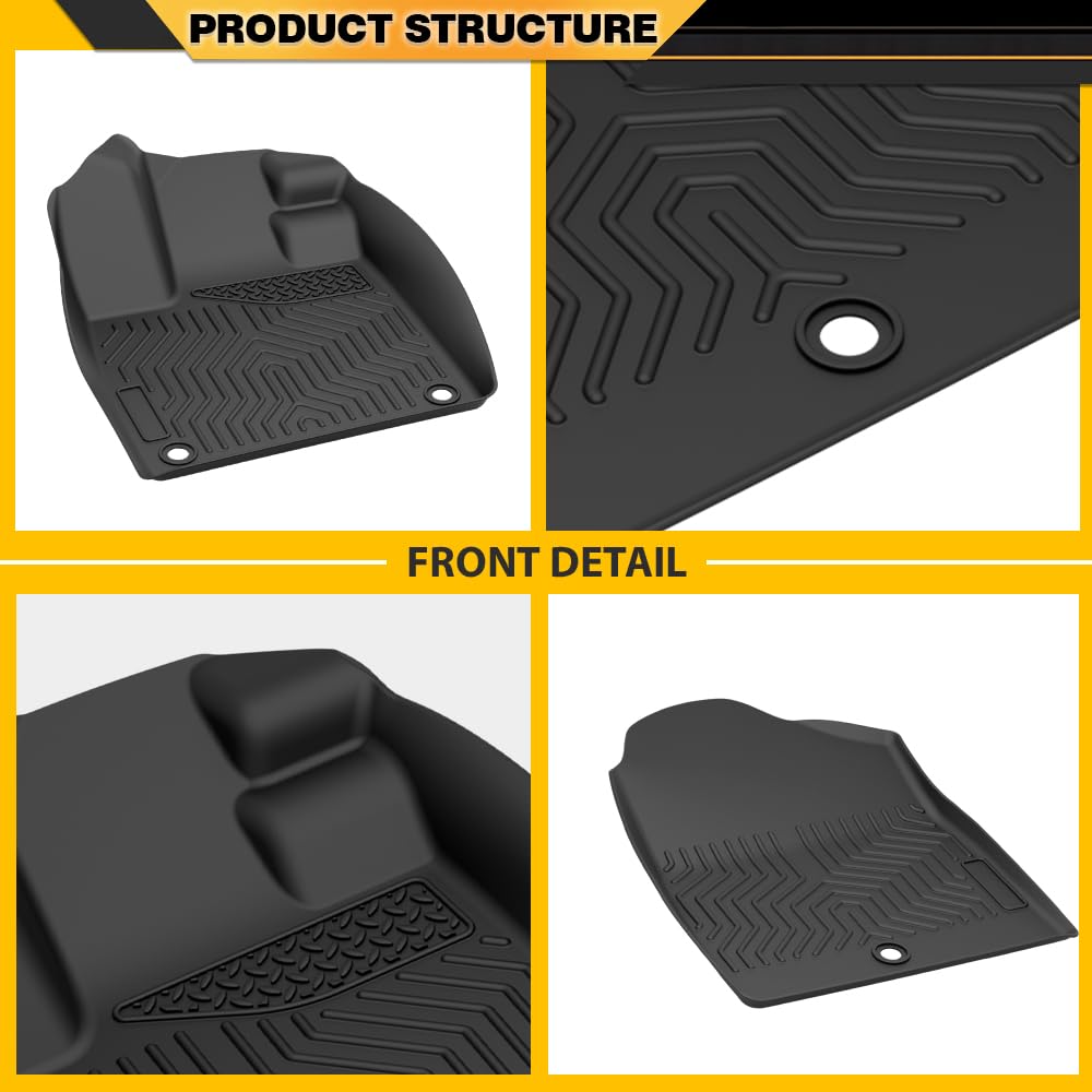 G-PLUS TPE Floor Mats Compatible with Honda Pilot 2023 2024 2025, 1st & 2nd & 3rd Row 4pcs All Weather Full Cover Protection Floor Liners Accessories Cargo Liner
