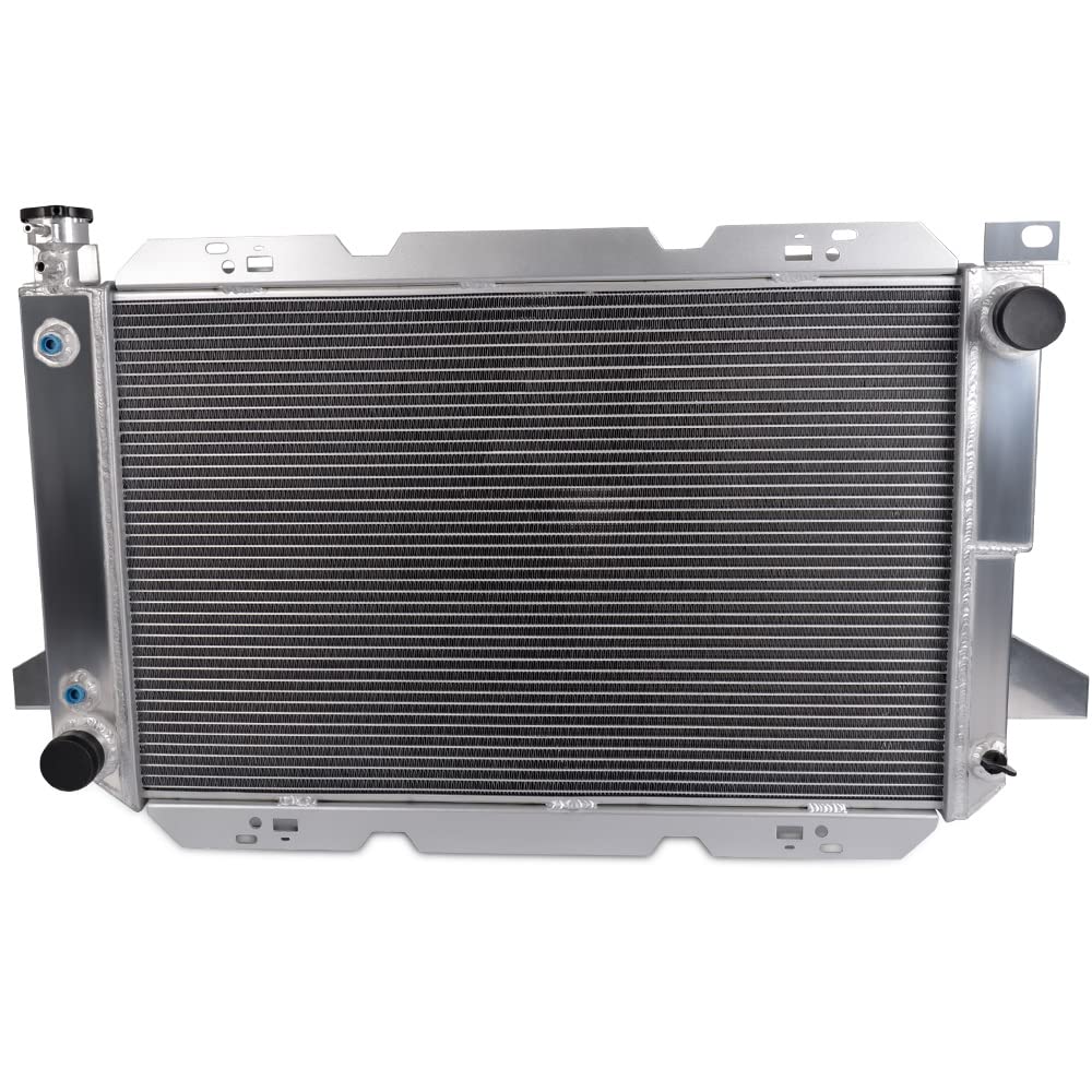 Aluminum Racing Performance Radiator Stop Leak Compatible For FORD F150/F250/BRONCO 5.0L/5.8L/7.5L V8 1985-1996