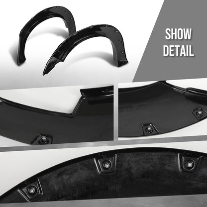 G-PLUS 4PCS Paintable Fender Flares Compatible with Nissan Frontier 2006-2020 Fit 5' Styleside Bed Fit Factory Chrome Front Bumper Black