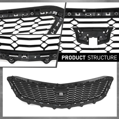 G-PLUS Bumper Grille Grill W/O Camera Front Upper Compatible with Cadillac XT4 2021-2023 84536239, 84658410, 84504262 Chrome Black
