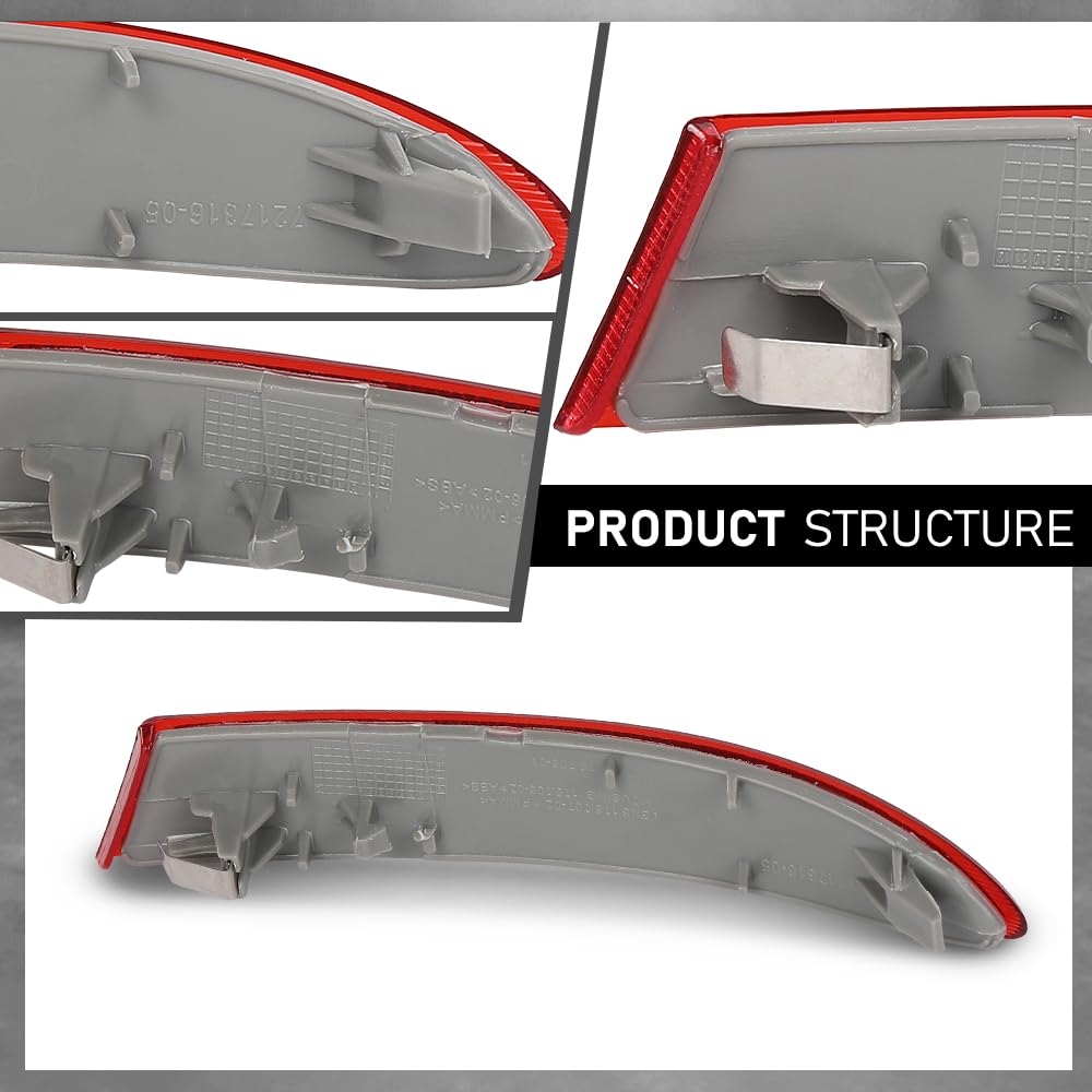 G-PLUS Rear Bumper Reflector Compatible with BMW X3 2011-2017 M Aerodynamics Package (Code S715A) 63147217316, 63147217315, BBM1185104C, M1184104C RH&LH Red