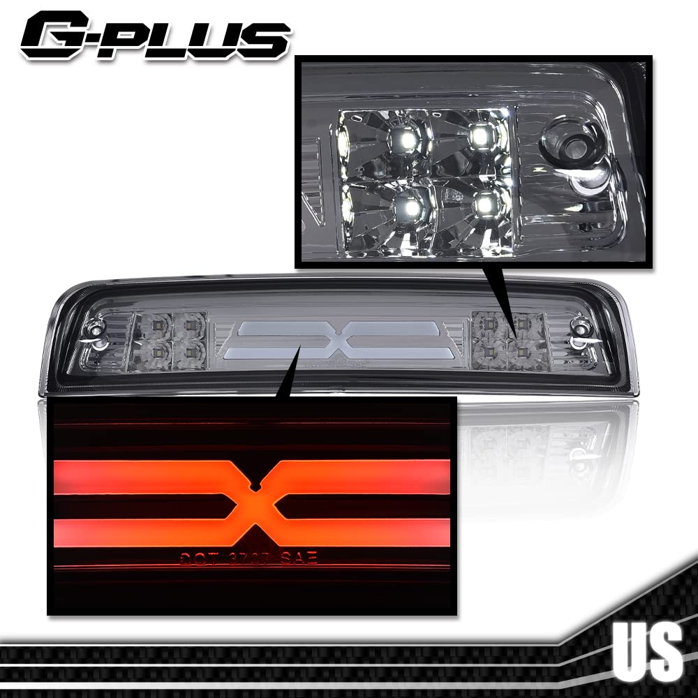 G-PLUS 3D LED Bar Truck Third 3rd Tail X Brake Light Compatible With 2009-2010 Dodge Ram 1500 2011-2017 Ram 1500 2500 3500 55372082AE 55372082AF High Mount Stop light