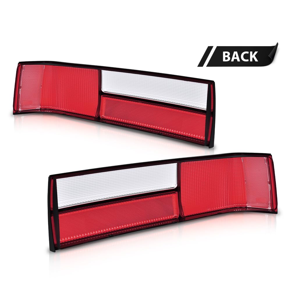 G-PLUS Taillight Taillamp Lens Red Left & Right Pair Set Compatible with Ford Mustang 1987-1993 E7ZZ13405A, E7ZZ13404A, FO2800168, FO2801168