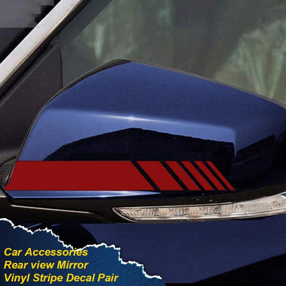 G-PLUS Rearview Mirror Carbon Fiber 5D Sticker Vinyl Stripe Decal Compatible with Car Accessories,2Pcs/Set (Red)