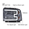 G-PLUS LED DRL Headlights, Compatible with Ford F250 F350 F450 F550 Super Duty 2005-2007 Bumper Headlamps, Smoky Lens Chrome Housing Amber Reflector 6C3Z13008DB FO2502217