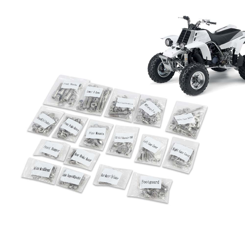 G-PLUS ATV Bolt Screw Kit Set 378 Piece Compatible with Yamaha Banshee 350 YFZ350 1987-2006 Polished Stainless Silver Color Iron