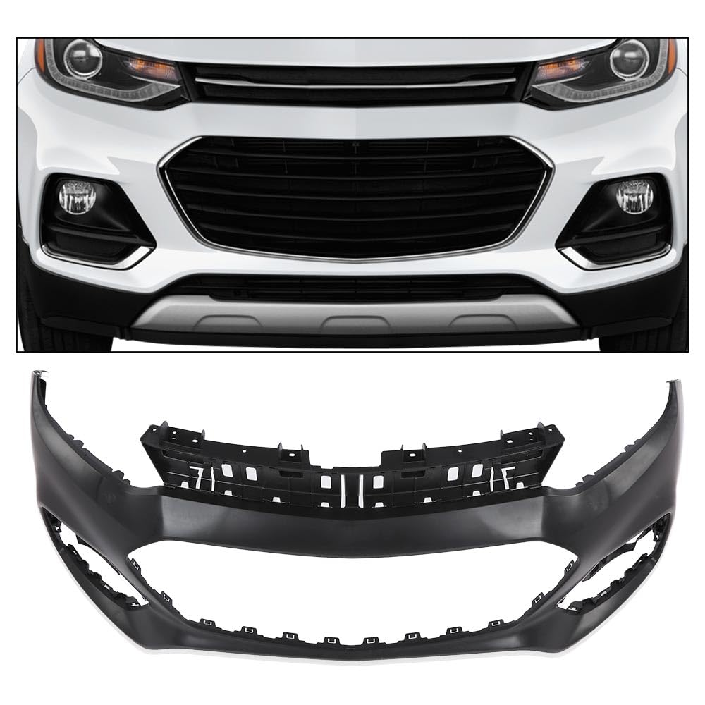G-PLUS Upper Front Bumper Cover Primered Compatible with Chevy Trax 2017-2020 42537718 GM1014131 Black