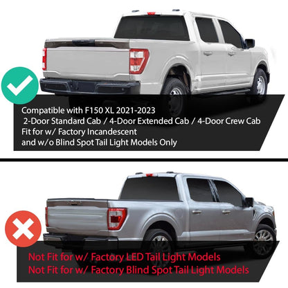 G-PLUS Tail Light Brake Lamp w/o Bulb Right Passenger Compatible with Ford F150 XL 2021-2023,Fit w/Factory Incandescent and w/o Blind Spot Tail Light Models Only Luces TraserasAssembly
