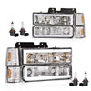 G-PLUS LED Headlights Assembly w/Bulbs Fit GMC C1500 K1500 Yukon 1994-1999, Fit GMC C2500 C3500 K2500 K3500 1994-2000, Left & Right Headlamps Assembly, Clear Lens Chrome Housing Amber Reflector