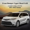 G-PLUS Front Bumper Upper Hood Grill Compatible with Toyota Sienna 2021-2022 Gloss Black/Silver