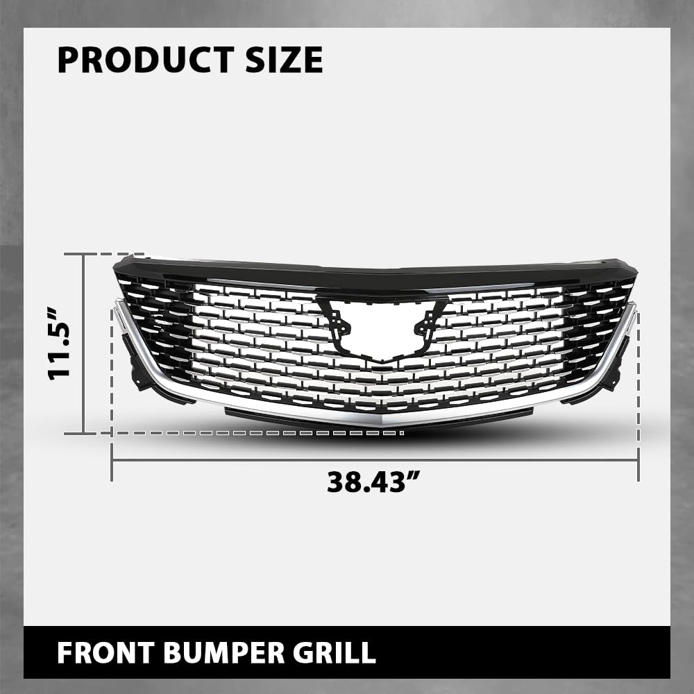 G-PLUS Front Bumper Grille Grill Compatible with Cadillac CT4 2020-2023 84880982, 85104936 Chrome Black