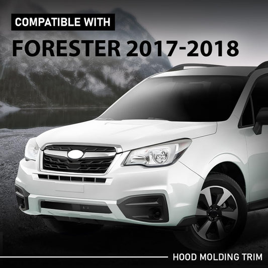 G-PLUS Hood Molding Trim Moulding Chrome Compatible with Subaru Forester 2017-2018 91121SG210, 91121SG211