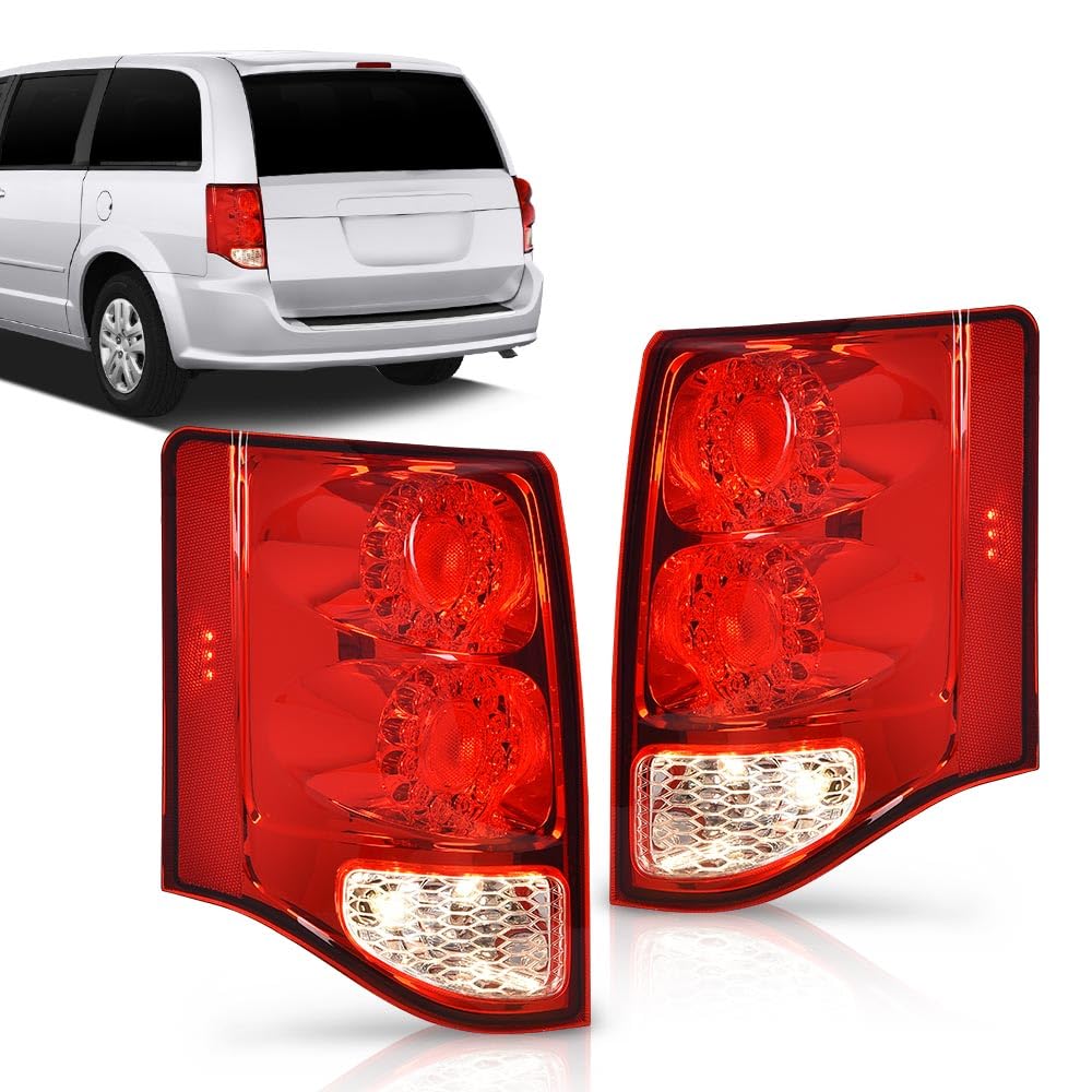 G-PLUS LED Tail Lights Brake Signal w/Bulbs Left and Right Pair Compatible with Dodge Grand Caravan 2011-2020 5182535AD 5182534AD CH2801199 CH2800199 Luces Traseras Rear Brake Lamps Assembly