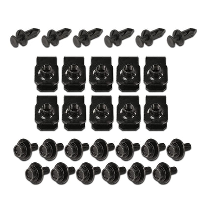 G-PLUS 28PCS Engine Splash Shield Body Fender Bolts Screws Compatible with 350z 370z Infiniti G35 G37 FX35 FX45 Splash Shield Fender Bolts Bumper Clip Rivets kit