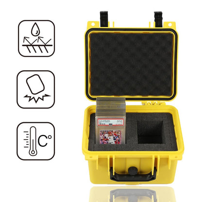 G-PLUS Yellow Graded Card Storage Box Fit BGS PSA SGC FGS Graded Sports Trading Cards, Deep Travel Size Waterproof Case Slab Holder & Protector Holds 45 PSA Graded Cards or 100 Ungraded Cards