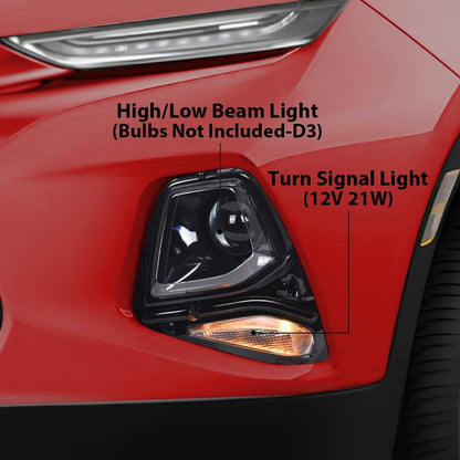 G-PLUS Left HID/Xenon Projector Headlight Fit Chevy Blazer 2019-2021,Not fit Models w/Factory LED Headlight，Headlamp w/o Ballast & D3S Bulb Clear Lens Black Housing Bumper Headlamps,faros delanteros