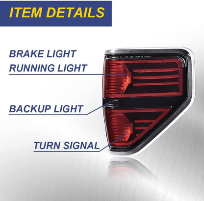 G-PLUS Headlights & Rear Tail Lights Assembly Compatible With Ford F150 2009-2014(Not Fit Flareside Models)