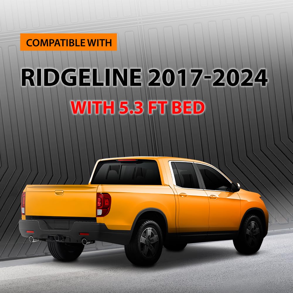 G-PLUS Truck Bed Mat Compatible with Honda Ridgeline 2017 2018 2019 2020 2021 2022 2023 2024 with 5.3FT (64.0 in) Bed Mat, All Weather Protection TPE Heavy Cargo Liner, Black
