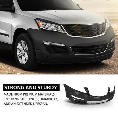 G-PLUS Front Upper Bumper Cover Fascia, Compatible with Chevy Traverse 2013-2017, W/o Parking Aid Sensor Holes, 23328140, GM1014107