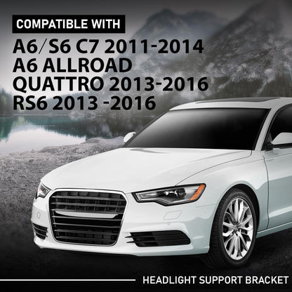 G-PLUS Pair Front Headlight Brackets, Compatible with Audi A6 S6 C7 2011-2014/ A6 Allroad Quattro 2013-2016/ RS6 2013-2016, Headlamp Support Left Driver & Right Passenger Side 2PCS, 4G0805607