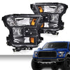 G-PLUS Headlights Compatible with Ford F150 2015-2017 Headlamps Driver Passenger Side Clear Lens Black Housing Amber Reflector,faros delanteros