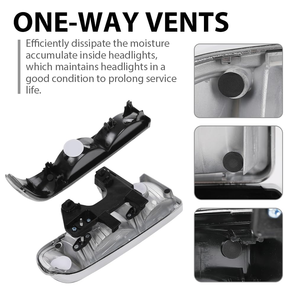 G-PLUS Headlights Corner Bumper Turn Signal w/o Bulbs Fit Chevy Blazer 1998-2005 / Fits Chevy S10 Pickup 1998-2004 Clear Lens Chrome Housing Clear Reflector Bumper Headlamps,faros delanteros Assembly