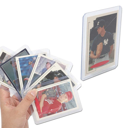 G-PLUS 100 Counts 3"X4" Card Sleeves Baseball Card Protectors,Hard Plastic Sportcards Football Game Card Holder,Collecting Trading Clear Card Sleeves 1.5MM(100 Hard Sleeves + 100 Soft Sleeves)