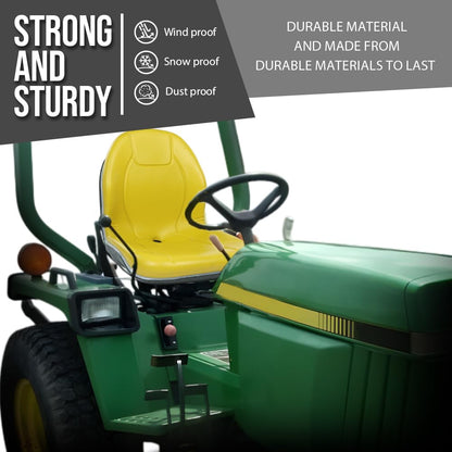 G-PLUS High Back Tractor Seat Compatible with John Deere Compact Utility Tractors: 655, 755, 756, 855 for 2305, 2320, 2520, 2720, Might Have to Replace Existing Kill Switch Yellow