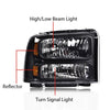 G-PLUS Headlights Assembly Bumper Headlamps Fit Ford F250 F350 F450 F550 Super Duty 1999-2004; Fit Ford Excursion 2000-2004 Clear Lens Black Housing Amber Reflector,faros delanteros