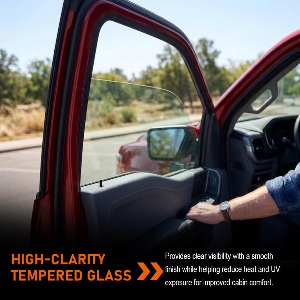 G-PLUS Front Driver Left Side Door Glass Tempered Window Compatible with Ford F150 / F250 / F350 / F450 2015-2024 FL3Z1521411A, DD12394GTYN Direct Fit OE Standard Clear
