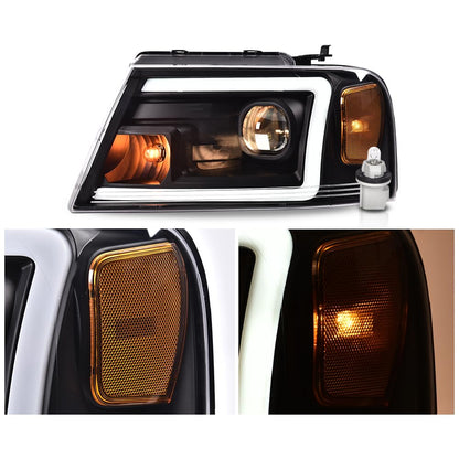 G-PLUS LED Headlights,Fit Ford F150 2004-2008/Lincoln Mark LT 2006-2008(NOT Fit 04 F150 Heritage & Flareside Beds) Clear Lens Black Housing Amber ReflectorBumper Headlamps,faros delanteros
