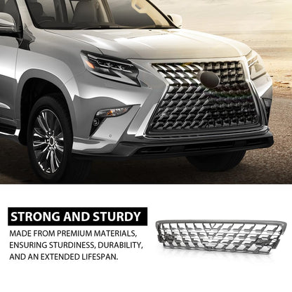 G-PLUS Front Bumper Grille Compatible with LX GX460 (submodel: Base, Executive, Luxury, Premium) 2020-2023 Fit For Models With Parking Aid Sensor 5311260340, LX1036139 Gray