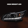 G-PLUS One Left Driver Side Headlight Compatible with Honda Accord 2013 2014 2015 Headlamp Halogen Clear Lens Black Housing Amber ReflectorBumper Headlamps,faros delanteros
