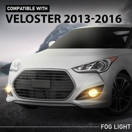 G-PLUS Pair Fog Lights Lamps Assembly, Compatible with Hyundai Veloster Turbo 2013-2016, LH Driver & RH Right Side 2PCS, 865232V500, 865242V500