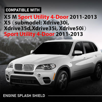 G-PLUS Front Engine Splash Shield Under Panel Compatible with BMW X5 M/Xdrive30i/Xdrive35d/Xdrive35i/Xdrive50i Sport Utility 4-Door 2011-2013 51757233968
