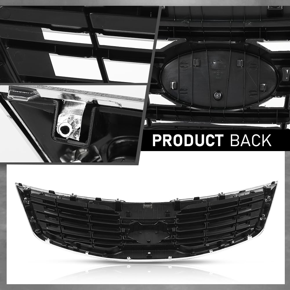 G-PLUS Front Bumper Grille with Chrome Molding Plastic Compatible with Kia Sportage 2011-2012 863503W000, KI1200147 Grill