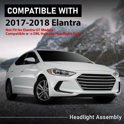 G-PLUS Headlights Compatible with Hyundai Elantra Sedan 2017 2018 Bumper Headlamps Clear Lens Black Housing Amber Reflector Left and Right,faros delanteros