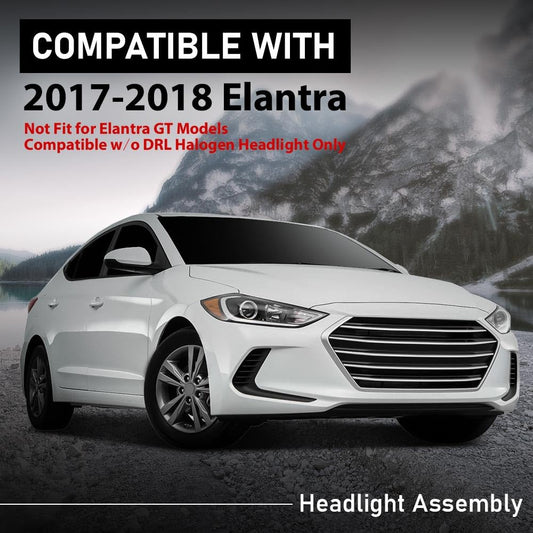 G-PLUS Headlights Compatible with Hyundai Elantra Sedan 2017 2018 Bumper Headlamps Clear Lens Black Housing Amber Reflector Left and Right,faros delanteros