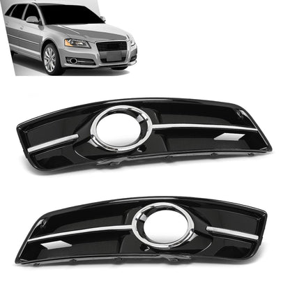 G-PLUS Front Fog Light Lamp Cover Grille Bezel Chrome Left+Right Compatible with Audi A3 2010-2013 8P0807681AA