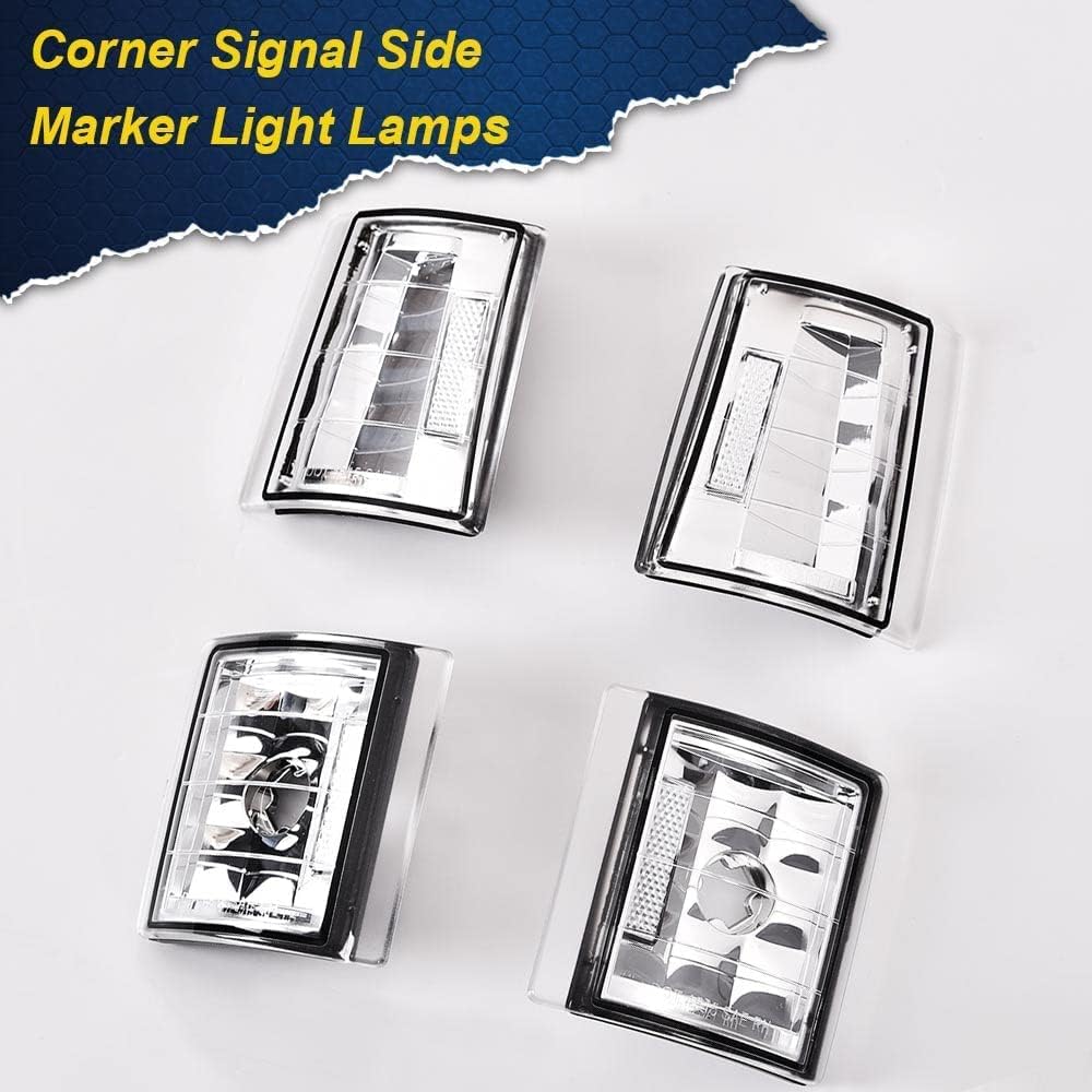 G-PLUS Corner Light Fit Chevy CK/C10 1500 2500 3500 2WD 1994-2000,（ONLY For Composite Headlights） Signal Side Marker Lamps Bumper Headlamps (Clear Lens Chrome Housing Clear Reflector),faros Assembly