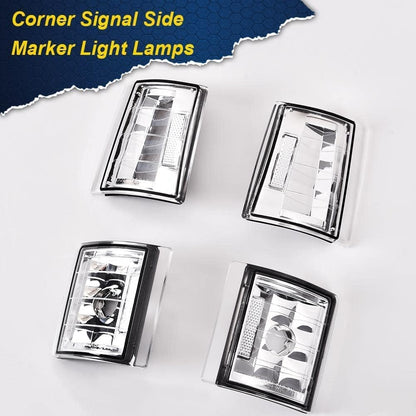 G-PLUS Corner Light Fit Chevy CK/C10 1500 2500 3500 2WD 1994-2000,（ONLY For Composite Headlights） Signal Side Marker Lamps Bumper Headlamps (Clear Lens Chrome Housing Clear Reflector),faros Assembly