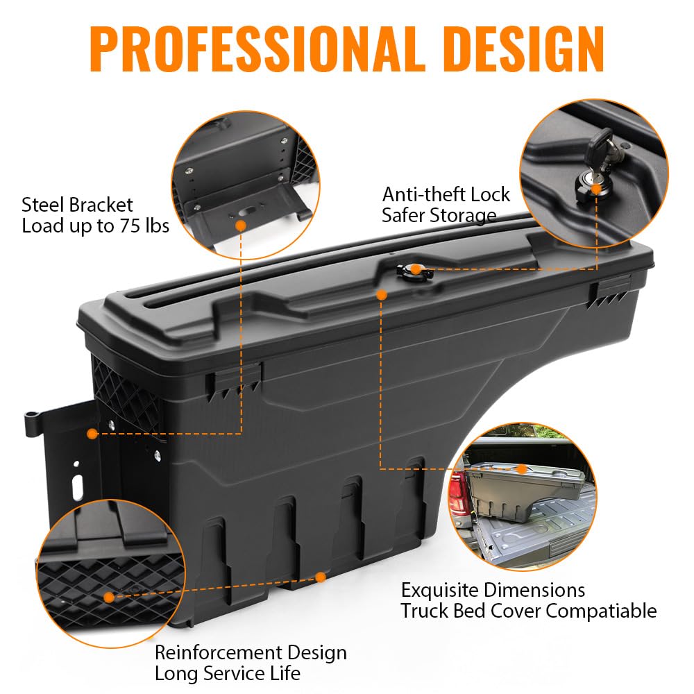G-PLUS Lockable Storage Box Compatible With Chevy Silverado/GMC Sierra 1500/2500HD/3500HD 2007-2018 Lockable Storage Box Case Truck Bed Toolbox Pair