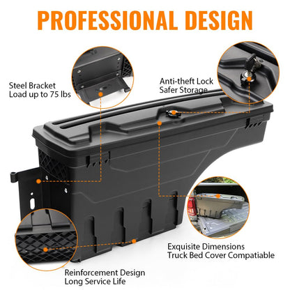 G-PLUS Lockable Storage Box Compatible With Chevy Silverado/GMC Sierra 1500/2500HD/3500HD 2007-2018 Lockable Storage Box Case Truck Bed Toolbox Pair