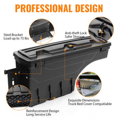 G-PLUS Lockable Truck Bed Storage Box Left for Chevy Silverado Sierra 2007-2018 Close-up View