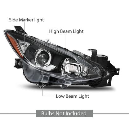 G-PLUS Projector Headlights Assembly Headlamps Compatible with Mazda 3 2014 2015 2016,Clear Lens Black Housing Amber Reflector,faros delanteros BPW1510K0 BPW1510L0