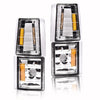 G-PLUS Corner Light Fit 1994-2000 Chevy CK/C10 1500 2500 3500 2WD,(ONLY For Composite Headlights) Signal Side Marker Lamps Clear Lens Chrome Housing Amber Reflector Bumper Headlamps,faros Assembly