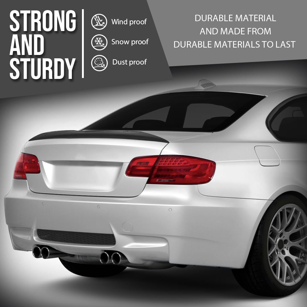 G-PLUS Rear Trunk Spoiler Wing Compatible with BMW 3 Series Coupe E92 2006-2013, Fit BMW M3 Coupe E92 2007-2013, Fit 2 Door Coupe Only Rear Spoiler Wing Carbon Fiber Black